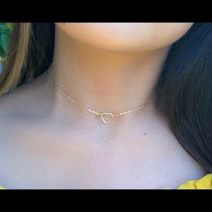 Choker , Gold Choker , Heart Choker Necklace, GF